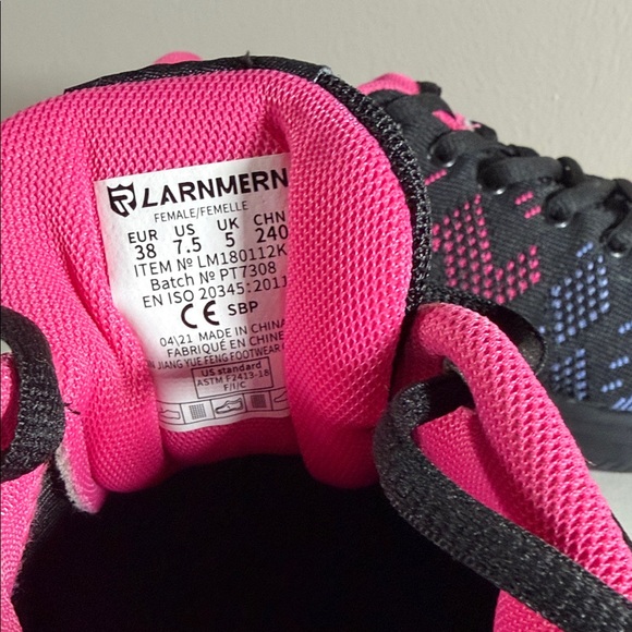 Stylish Black and Pink Women's Sneakers/ steel toe work shoes - Picture 6 of 8